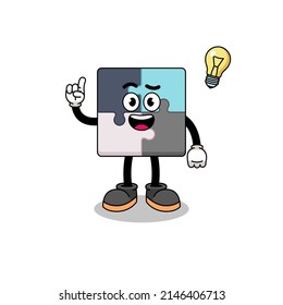 jigsaw puzzle cartoon with get an idea pose , character design