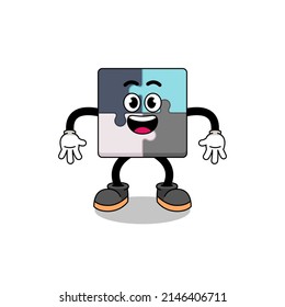 jigsaw puzzle cartoon with surprised gesture , character design