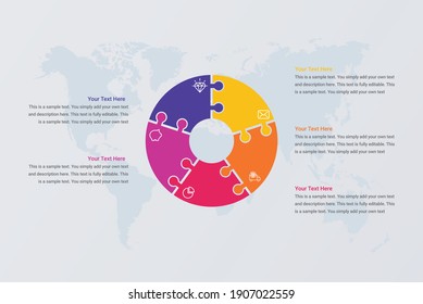 Jigsaw puzzle circle infographic template vector image