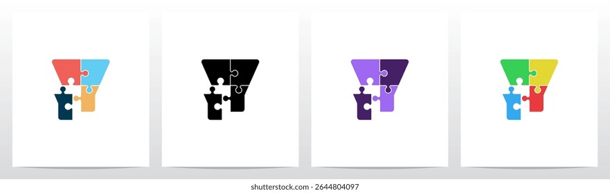 Jigsaw Puzzle Colorful Pieces Initial Letter Logo Design Y