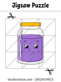 Jigsaw puzzle. Coloring page for kids. Vector illustration.