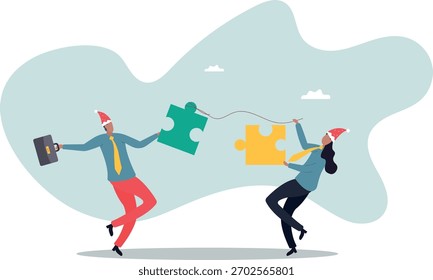 Conexão de quebra-cabeça, parceria de trabalho em equipe para ajudar a resolver problemas ou desafios, sobre um homem e sua vida.