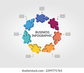 jigsaw puzzle Verbindungsvorlage für Infografik zur Präsentation für 7 Elemente