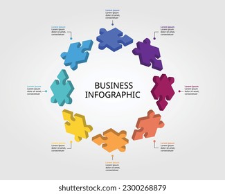 jigsaw puzzle connection template for infographic for presentation for 8 element