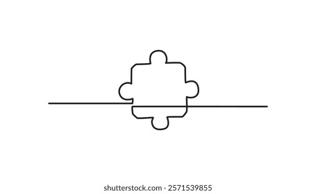 jigsaw puzzle continuous one-line drawing