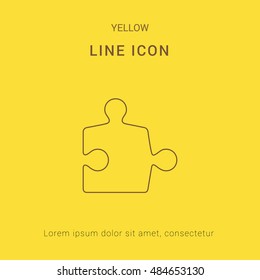 Jigsaw Puzzle Cute yellow thin line icon / logo Design