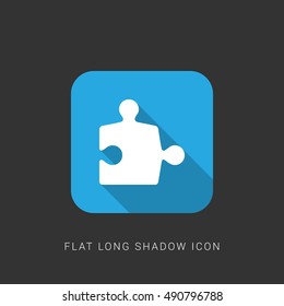 Jigsaw Puzzle Flat blue long shadow Icon / Logo Design