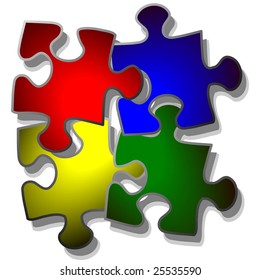 jigsaw puzzle in four colors