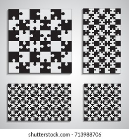 Jigsaw puzzle four vector templates set of different size