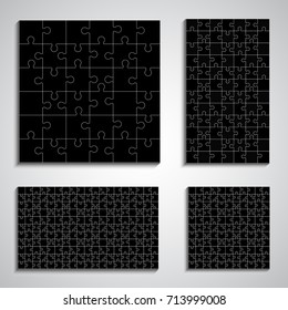 Jigsaw puzzle four vector templates set of different size