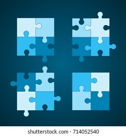 Jigsaw puzzle four vector templates set 