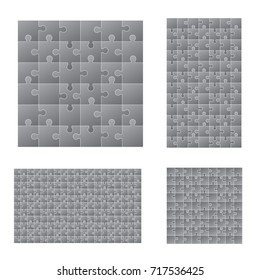 Jigsaw puzzle four vector templates set of different size