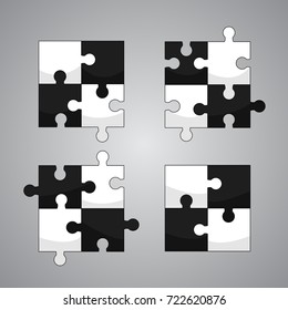 Jigsaw puzzle four vector templates set