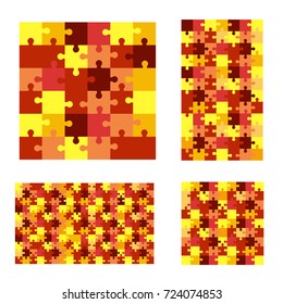 Jigsaw puzzle four vector templates set of different size