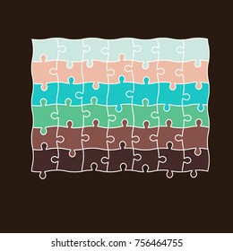 Jigsaw puzzle four vector templates different colors