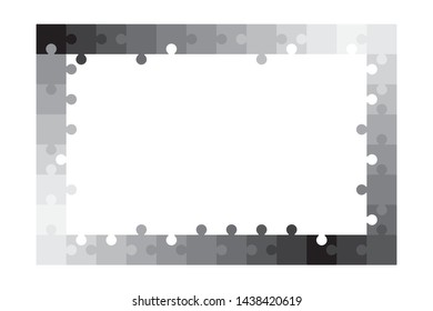 Marco de rompecabezas, plantilla de borde de rompecabezas en blanco, aislado gris sobre fondo blanco, ilustración vectorial.
