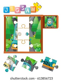 Juego de rompecabezas con ilustración de conducción masculina