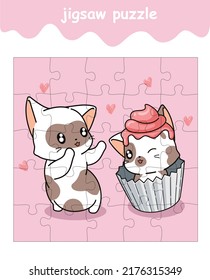 juego de rompecabezas de la caricatura del gato y el gato