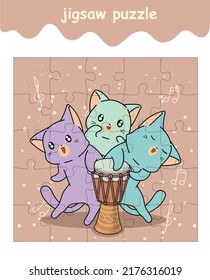 jigsaw puzzle game of cats with a drum
