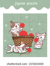 jigsaw puzzle game of naughty cats playing yarn