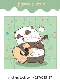 jigsaw puzzle game of panda is playing guitar