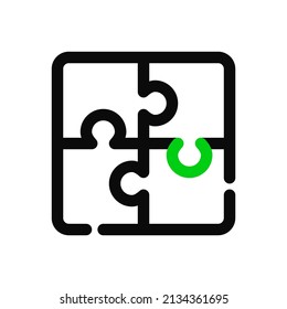 Jigsaw puzzle. Game and success strategy. Pixel perfect, editable stroke line art icon