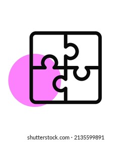 Jigsaw puzzle. Game and success strategy. Pixel perfect, editable stroke icon