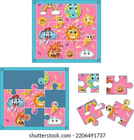 Jigsaw puzzle game template illustration