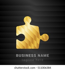 Jigsaw Puzzle Gold and Black silk fashion premium icon / Logo