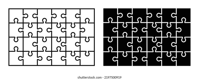 Cuadrícula de rompecabezas sobre fondo blanco. Ilustración vectorial.