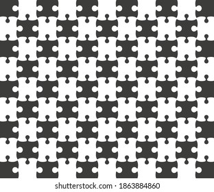 Jigsaw Puzzle grid template, black and white. Vector illustration.