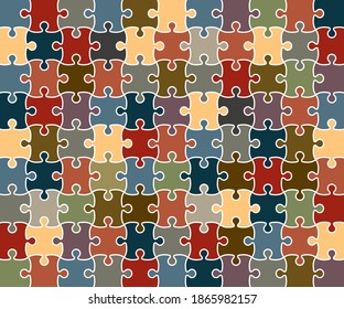 Jigsaw Puzzle grid template, color. Vector illustration.
