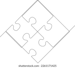 Jigsaw puzzle, growth ide, growth mind site, simple continuous line, minimalist jigsaw concept, design graphic, black and white design.