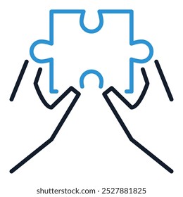 Quebra-cabeça Puzzle nas mãos vetor conceito colorido ícone ou sinal