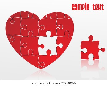 jigsaw puzzle heart, vector illustration