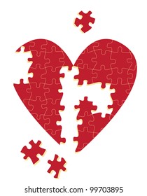 Jigsaw puzzle heart vector illustration background