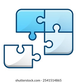 Icono del rompecabezas, Ilustración vectorial azul del gradiente
