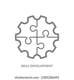 Jigsaw puzzle icon. Solving the problem, moving to the next level and skill development concept. Editable Stroke. EPS 10