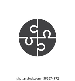 Jigsaw puzzle icon vector, filled flat sign, solid pictogram isolated on white. Symbol, logo illustration. Pixel perfect