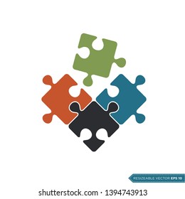 Jigsaw Puzzle Icon Vector Template Flat Design