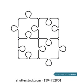 Jigsaw Puzzle Icon Vector Template Flat Design