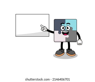 jigsaw puzzle illustration doing a presentation , character design