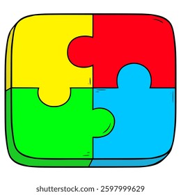 jigsaw puzzle illustration hand drawn isolated vector