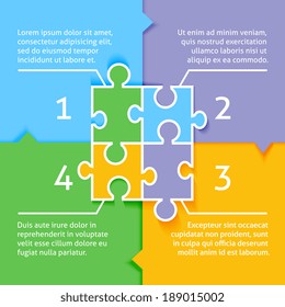 Jigsaw puzzle infographic background with option choices labels vector illustration