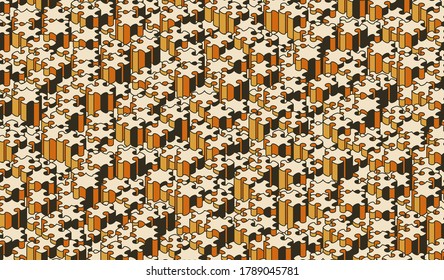 Jigsaw puzzle isometric background with many colorful pieces. Abstract mosaic template