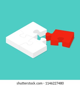 Jigsaw puzzle, isometric illustration. Vector