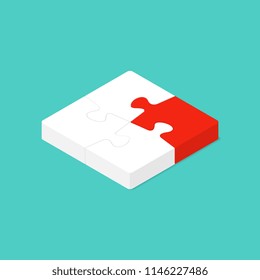 Jigsaw puzzle, isometric illustration. Vector