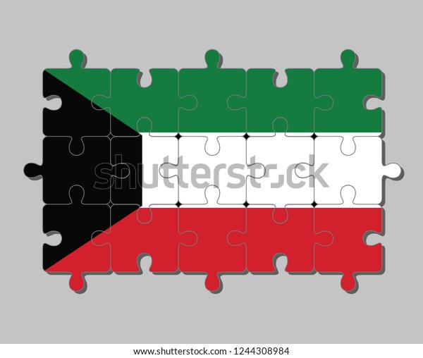 Jigsaw Puzzle Kuwait Flag Green White Stock Vector (Royalty Free