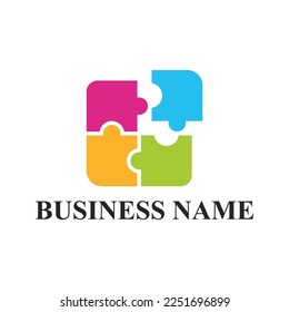 Jigsaw puzzle logo design vector template