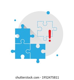 jigsaw puzzle, lost, incomplete data concept illustration flat design vector eps10. simple and modern graphic element for landing page, empty state ui, infographic